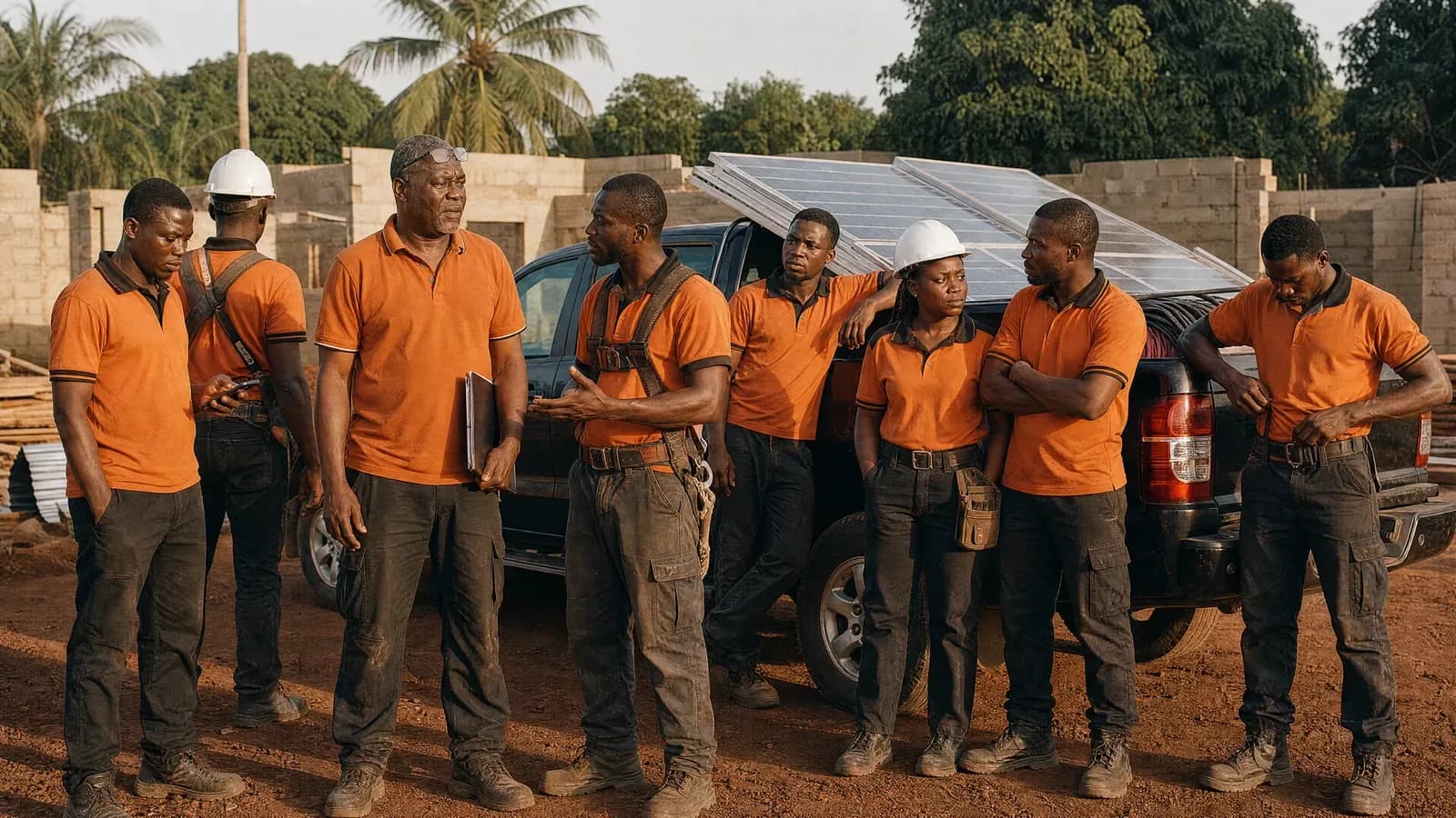 The Vehrox field team in front of a loaded pickup truck